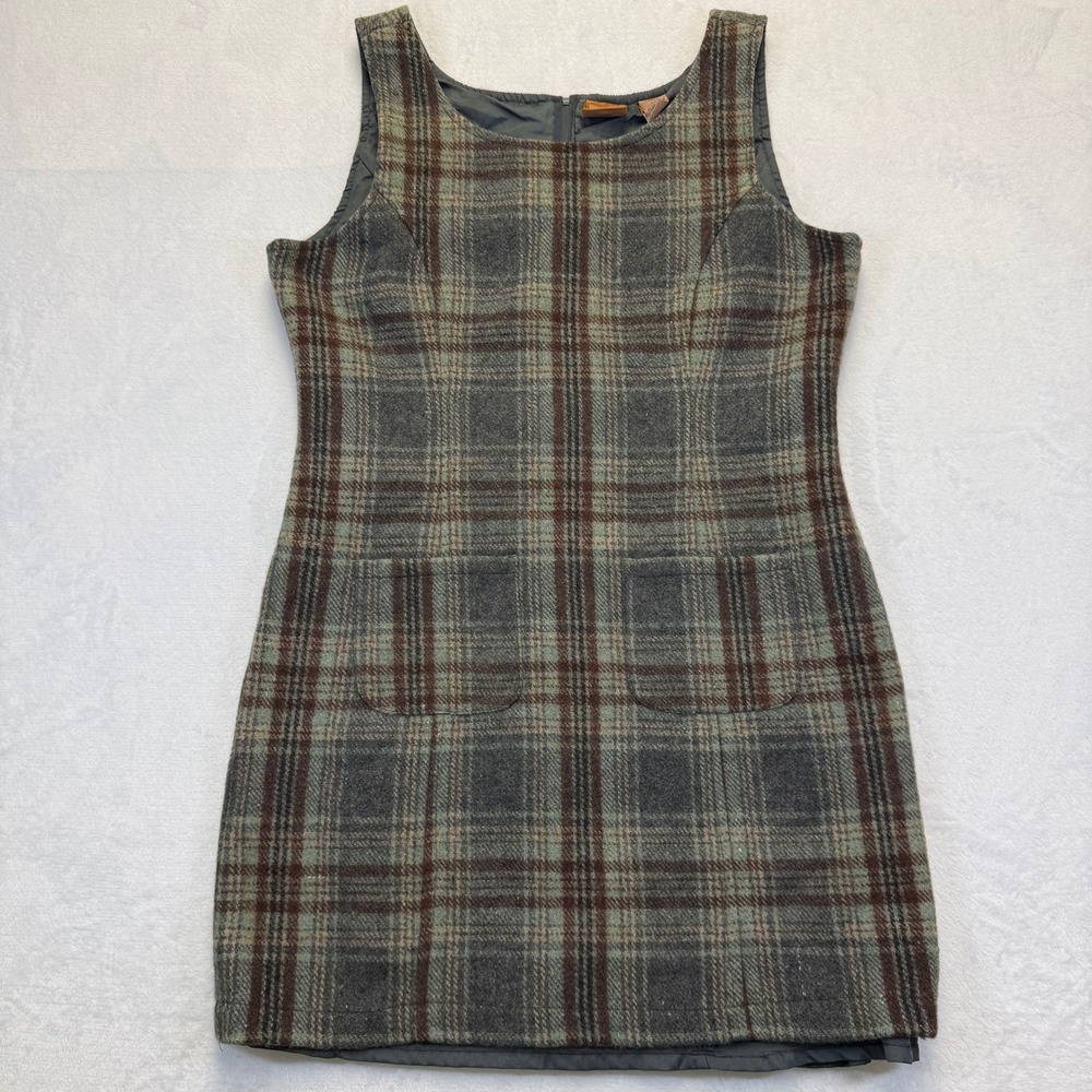 Fargo Clothing & Supply Co Gray Plaid Wool Blend Sleeveless Jumper Dress XL